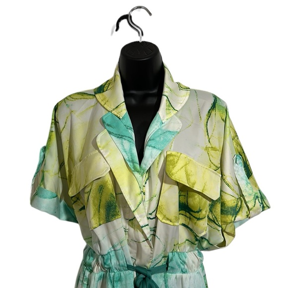 Jeannie Mai x I.N.C Button Down Short Sleeve Tie Dye Midi Dress Sz XS - Picture 4 of 14